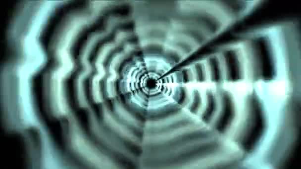 4 k abstracte hoge snelheid tunnel, cirkel licht kanaal, soundwave akoestische 3D-ruimte. — Stockvideo