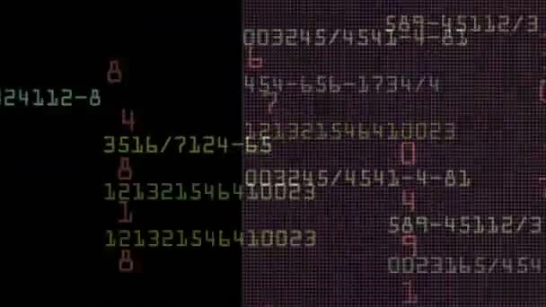 Данные по числам на фондовой бирже, технологии больших данных, тенденция сканирования данных хакеров . — стоковое видео