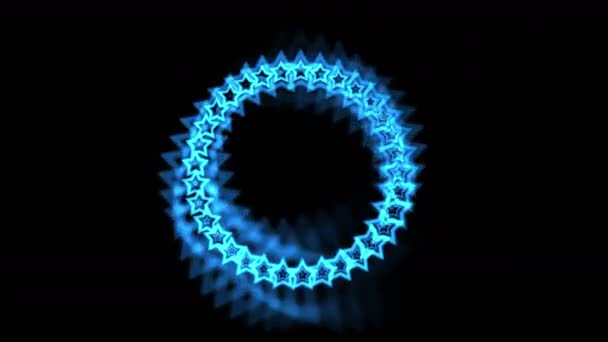 4 k blå stjärnor består av aura hål tunnel, abstrakt vj bakgrund. — Stockvideo
