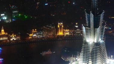Çin-Eyl 12, gökdelenin çatı crown adlı gece, nakliye ve kentsel trafik görünümünü 2016:aerial.