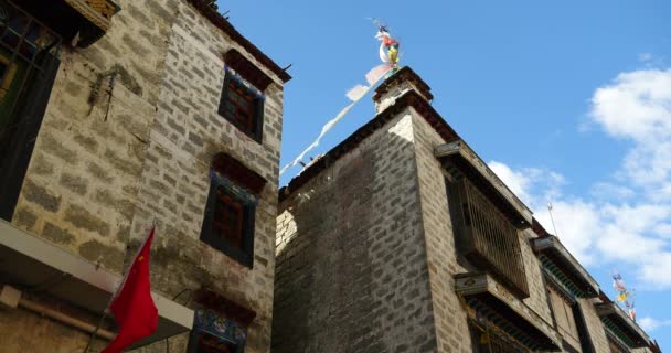 4k famoso edificio de la calle Barkhor en lhasa, Tíbet . — Vídeos de Stock