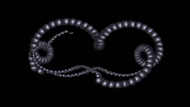 4k girar 3d bolas de metal annulus, cadeia de DNA . — Vídeo de Stock