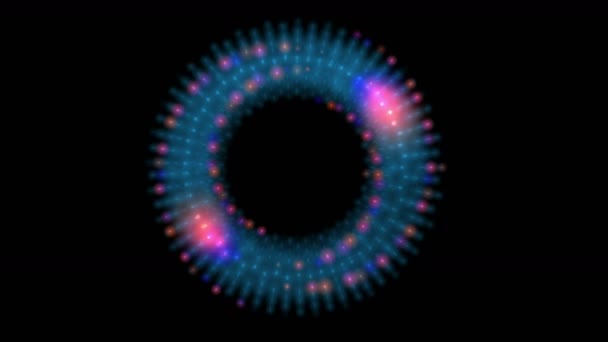 Patrón de halo circular 4k, luces de neón ciencia partículas futuras datos de escaneo de energía . — Vídeos de Stock