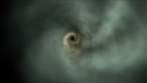 4k tornados tormenta niebla canal, huracanes viento nube atmósfera, espacio de vuelo . — Vídeos de Stock
