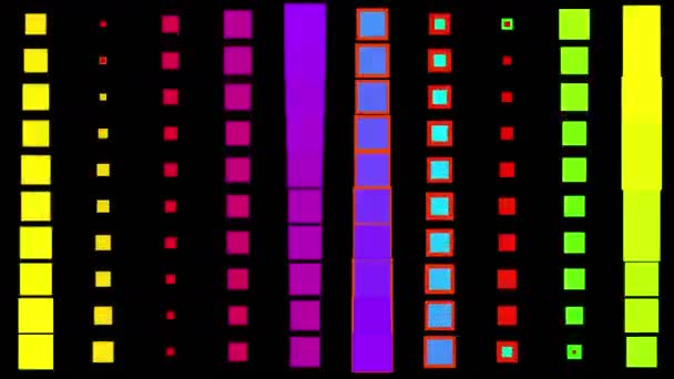 4 k vj kwadratowych neon światło tablicy macierzy tło & moduł danych big data bazy danych tło — Wideo stockowe