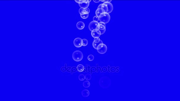 4 k blåsor bubblor droppar under vatten, kokande fontän vatten flytande partikel. — Stockvideo