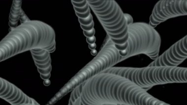 4 k soyut 3d Biyoloji metal topları, split bakteri sporları Mikrobiyoloji solucan.