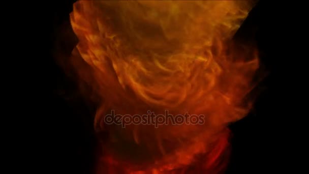 4 k の熱い火の燃える背景、抽象的な強力な粒子煙の発電. — ストック動画