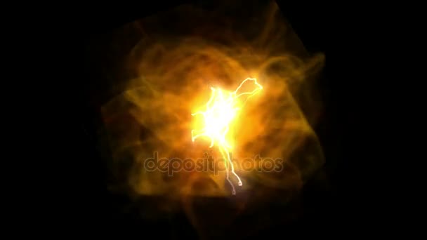 4 k Fireball makt energi lightning, vetenskap, teknologi, rökpartiklar explosion — Stockvideo