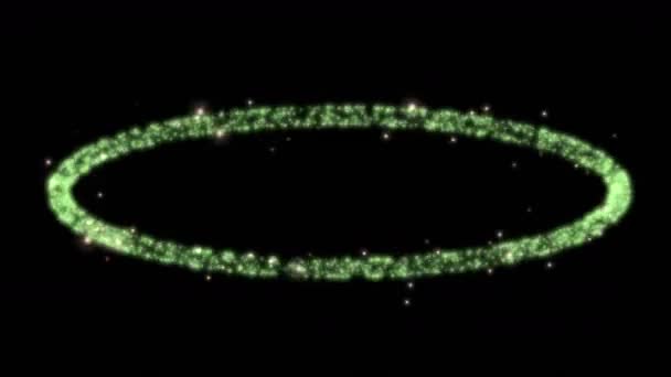 4k Золоті зірки енергетичне кільце, простір гало, овальна діра кола, частинка точок тунелю — стокове відео