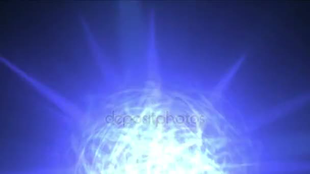 4k Flash bola nebulosa fondo, tecnología de energía de energía mágica, átomo nuclear . — Vídeos de Stock