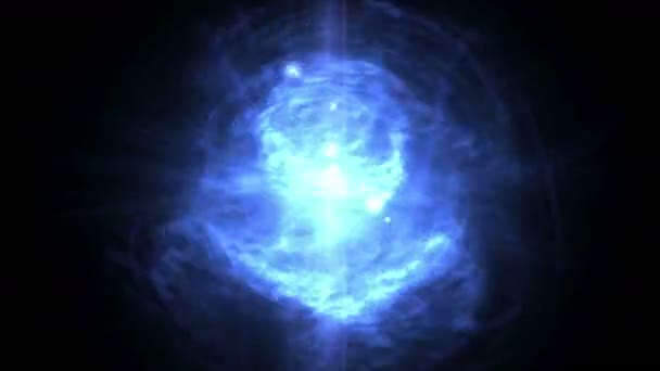 4k Esfera redonda nebulosa fondo, tecnología de energía mágica, átomo nuclear . — Vídeos de Stock