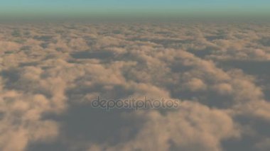 4 k timelapse, 10 bin metre yüksek irtifa, dış mekan, günbatımı veya gündoğumu yakın gelen gökte uçan beyaz bulut kütlesinin hava.