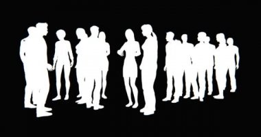 4k bir grup iş insanlar siluet konuşma..