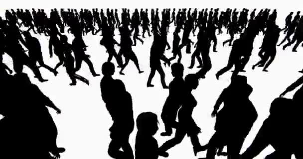 4k Crowd Of People walking,businessman silhouette. — Stock Video