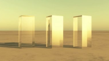 4 k üç Cam Dikdörtgen döndürme vahşi doğada, bilim kurgu dünya.