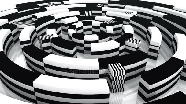 Labyrinthe de motif de mosaïques rotatives 4k, fond abstrait d'affaires & technologie . — Video