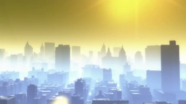 4 k kentsel inşaat, Newyork, mimari siluet uçan hava görünümünü