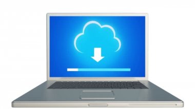 4k, Download laptop ekranında, yükleme ilerleme bilgilendirici bulut.