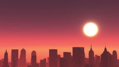 4k, timelapse günbatımı, kentsel işletme binası ve gökdelenler, Newyork City sahne