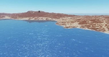 Okyanus ve ada, göl su üzerinde uçan 4 k kartal.