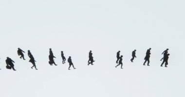 4 k insanlar kalabalık yürüyüş, işadamı siluet.