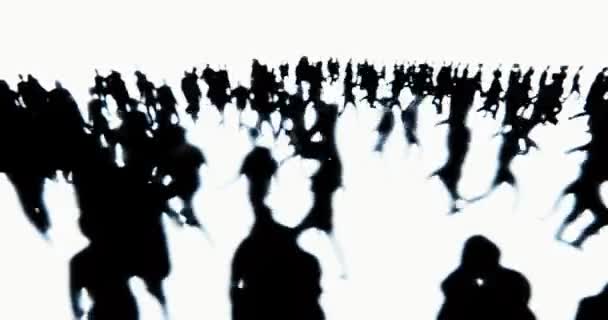 4k Crowd Of People walking, businessman silhouette . — стоковое видео
