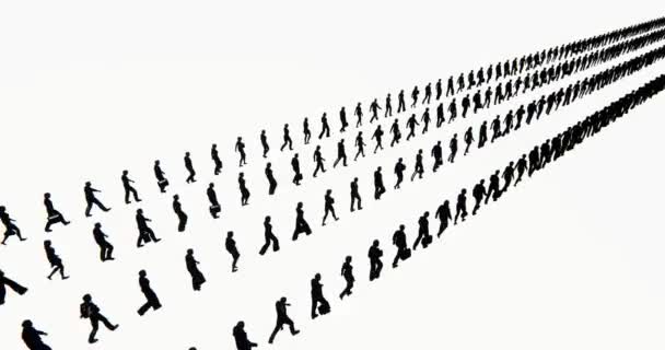 4k Crowd Of People walking turned into a row array,businessman silhouette,army — Stock Video