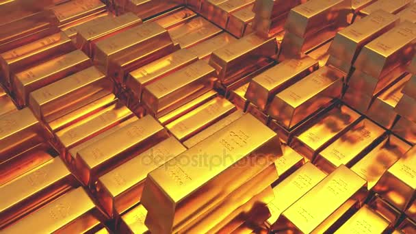 4k Goldbarren Goldbarren Fiskus Reichtum Barren Luxus-Finanzgüter Handel. — Stockvideo