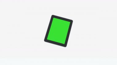 4k 3d IPad sunumu Tablet bilgisayar dokunmatik ekran yeşil ekran.