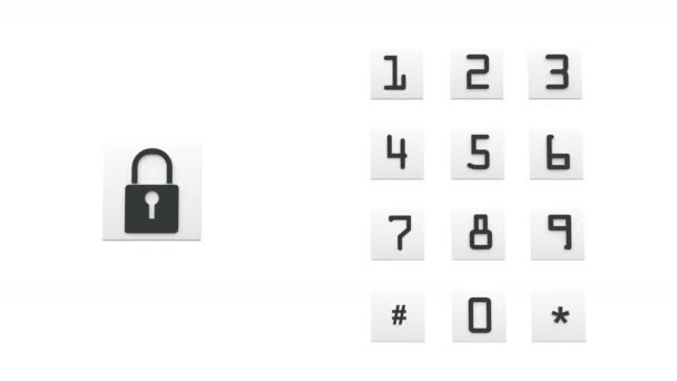 Contraseña de entrada 4k, bloqueo bigital abierto, fondo de tecnología . — Vídeos de Stock