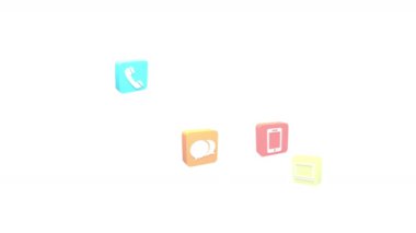 4 k, sanal Internet kavramı, çizgi üzerinde Hizmetleri ve Sosyal Medya Icons yukarı yüzen