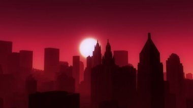 4k, timelapse günbatımı, kentsel işletme binası ve gökdelenler, Newyork City sahne