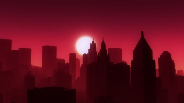 4k, atardeceres timelapse, edificio urbano de negocios y rascacielos, escena de la ciudad de Nueva York — Vídeo de stock