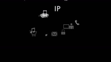 4 k, sanal Internet kavramı, çizgi üzerinde Hizmetleri ve Sosyal Medya Icons yukarı yüzen