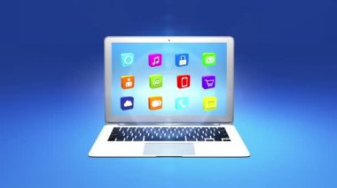 4k, Internet kavramı simgesi dizüstü bilgisayar ekranında.