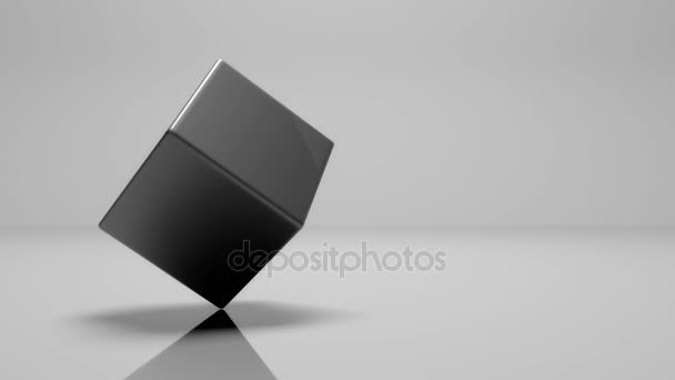 4 k, 3d roterende metalen kubus. — Stockvideo