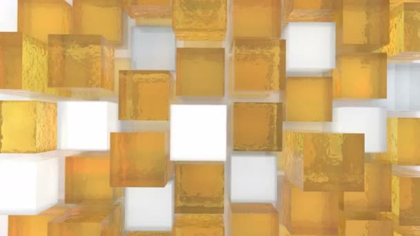 4k, abstracte 3d glazen kubussen animatie achtergrond. — Stockvideo