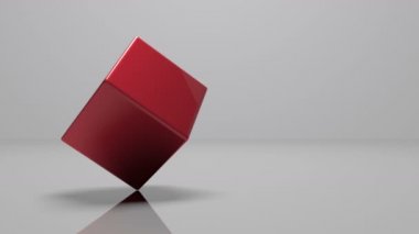 4 k, 3d döndürme kırmızı metal küp.
