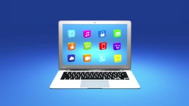 4k, Internet kavramı simgesi dizüstü bilgisayar ekranında.