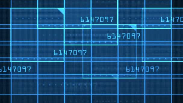 4k Número virtual quadrado, linhas de tecnologia científica, fundo de varredura de grade de matriz . — Vídeo de Stock