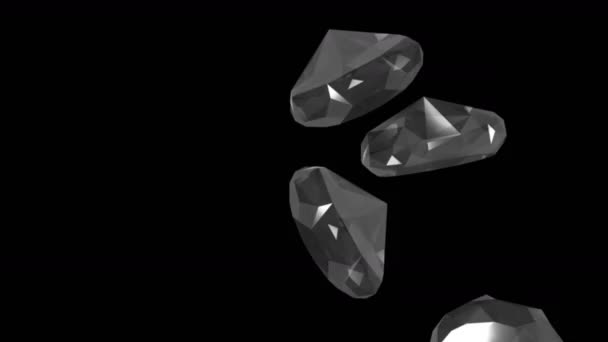 4 k Falling gems diamanter Smycken crystal ädelstenar, rika mineraler rikedom. — Stockvideo