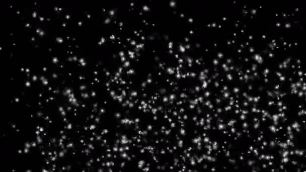 4k Caduta particelle di polvere neve, fiocchi di neve fuochi d'artificio, batteri microbi sfondo — Video Stock