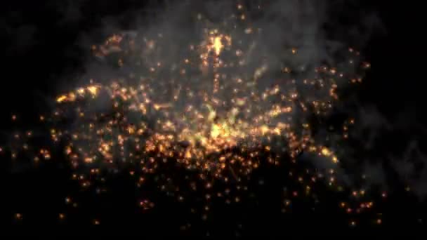 4k Fondo de fuegos artificiales de llama de humo abstracto, telón de fondo de partículas de explosión de vacaciones — Vídeo de stock
