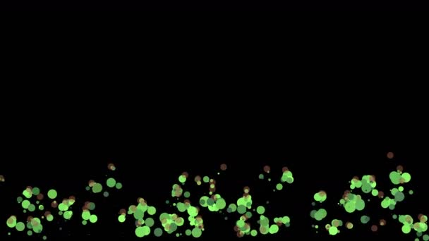 Los puntos verdes de 4k flotan para arriba, partículas del brillo y círculo, fondo del vj . — Vídeo de stock