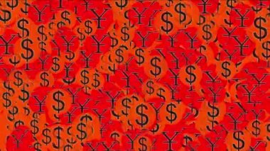 4 k Float ABD dolar Rmb Çin para zenginlik sembolü, Döviz Kuru arka plan.