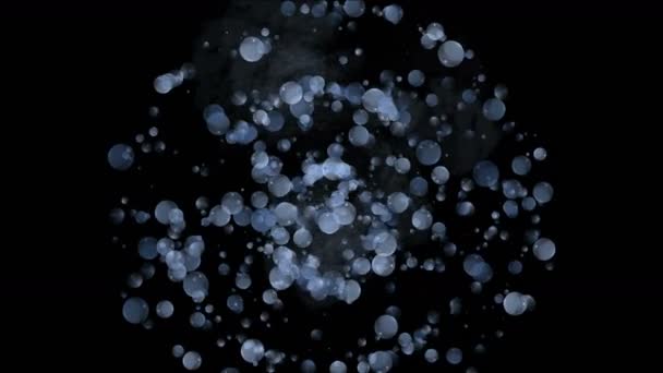 4 k の抽象的なバブルのブリスター真珠明太子、噴水スプレー液体雨ガラス粒子 — ストック動画