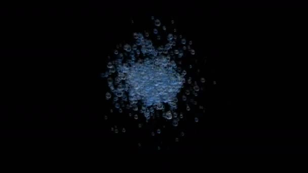 4k пузырь волдырь мыльная вода под водой, частицы фейерверк соды фон . — стоковое видео