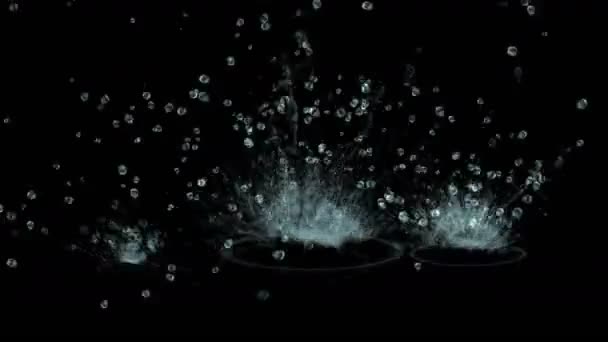 4 k Splash gejzír, vízcsepp esőcseppek vízcseppek folyékony lüktet, eső részecskék. — Stock videók