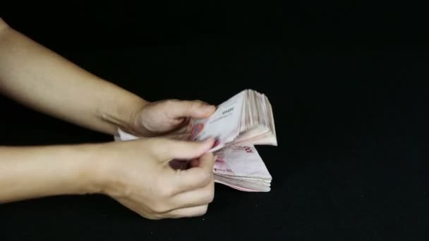 Chiny-wrzesień 08, 2017: liczenie pieniędzy Rmb. — Wideo stockowe